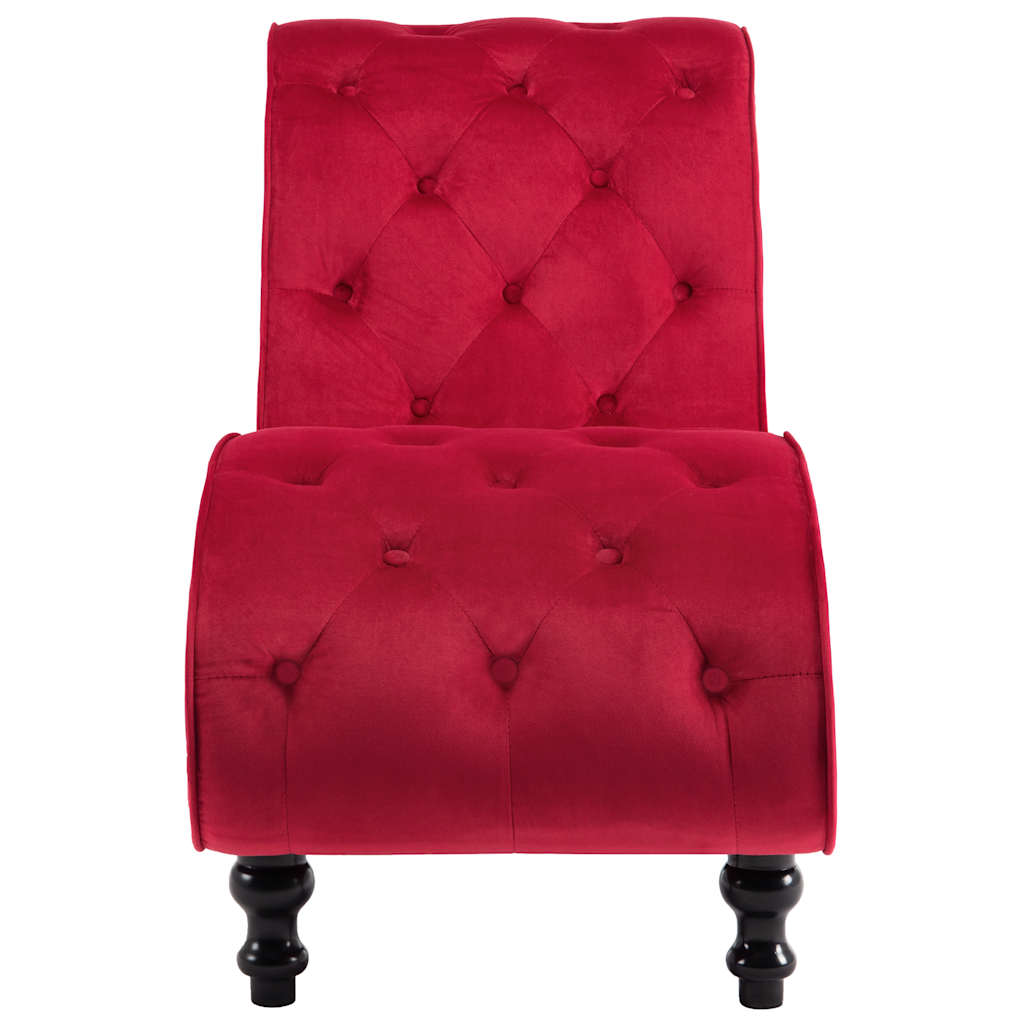 Vidaxl chaise longue fluweel rood