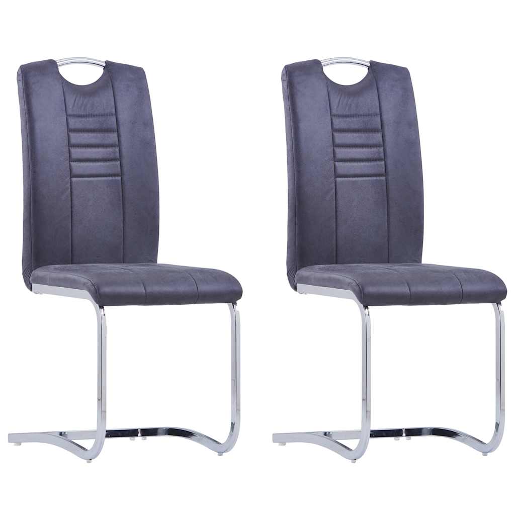 Vidaxl eetkamerstoelen 2 st kunstsuède grijs
