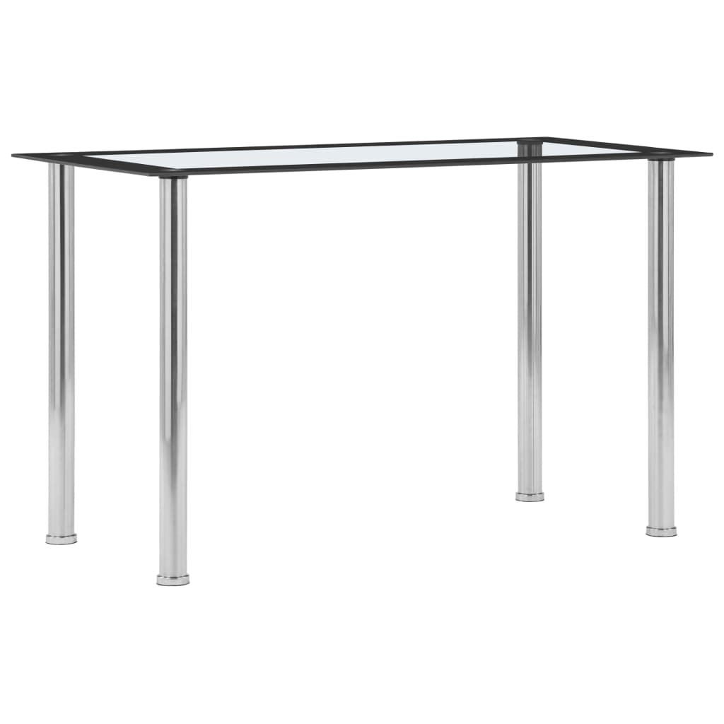 Vidaxl eettafel 120x60x75 cm gehard glas zwart en transparant