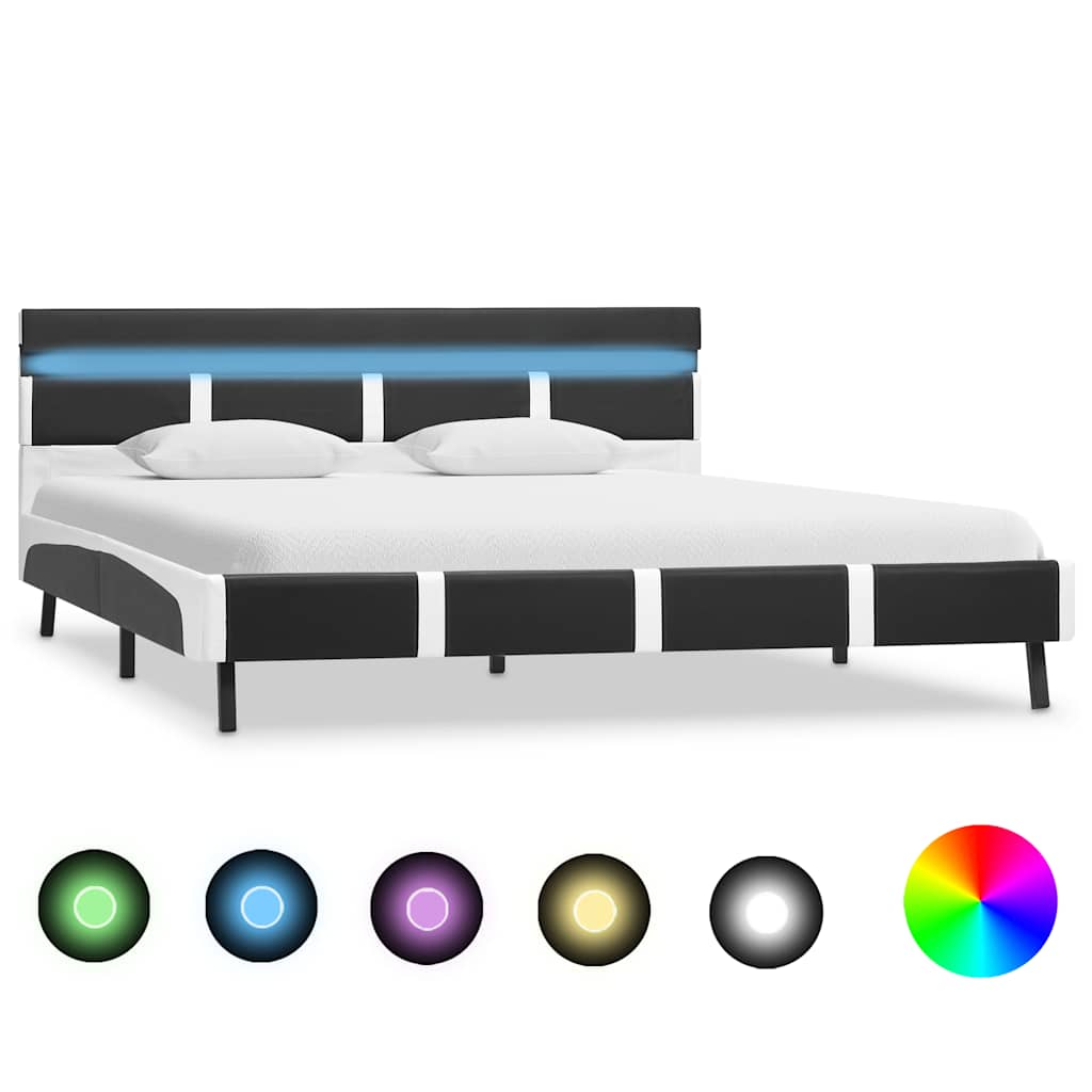 Vidaxl bedframe met led kunstleer grijs 160x200 cm