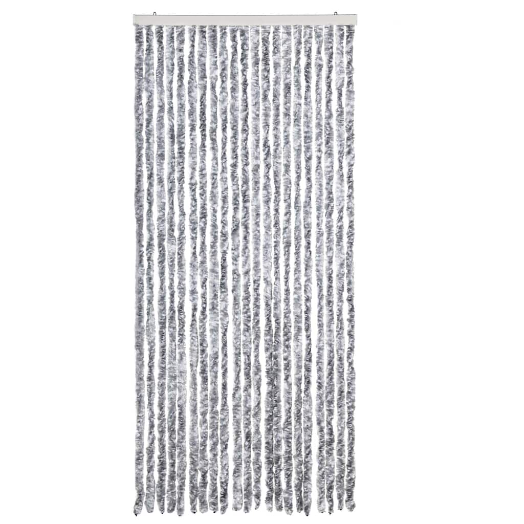 Vidaxl Fly Vorhang 90x220 cm Chenille weiß und grau