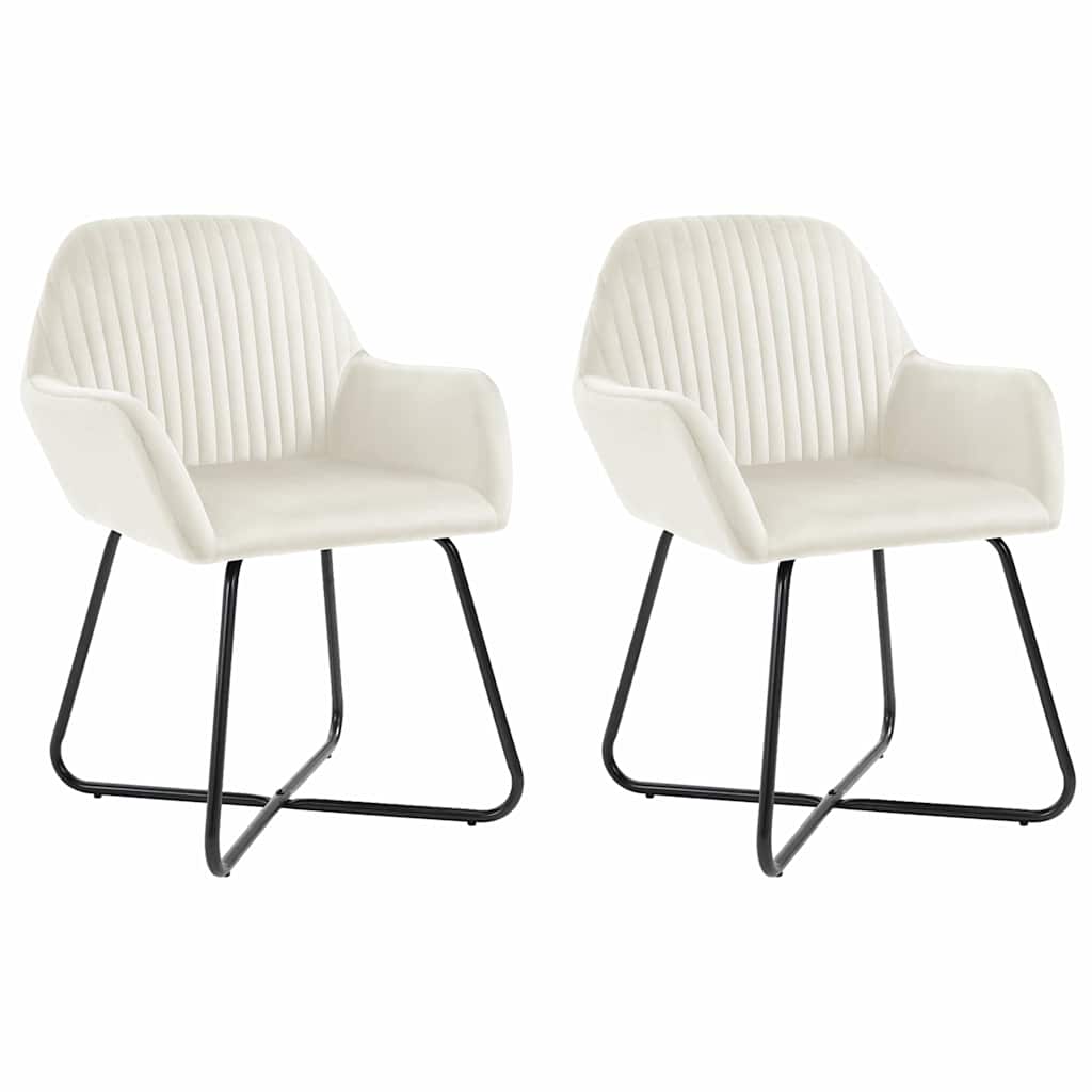 Vidaxl eetkamerstoelen 2 st fluweel crèmekleurig