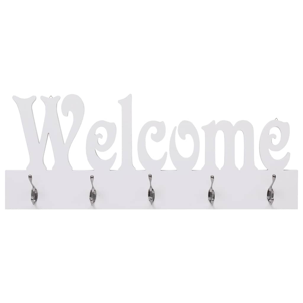 Vidaxl Wall Coat Rack Begrüßung 74x29.5 cm Weiß