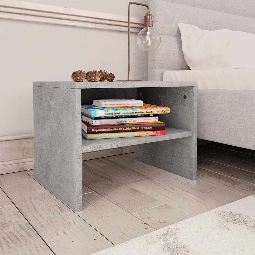 Vidaxl nachtkastjes 2 st 40x30x30 cm bewerkt hout betongrijs