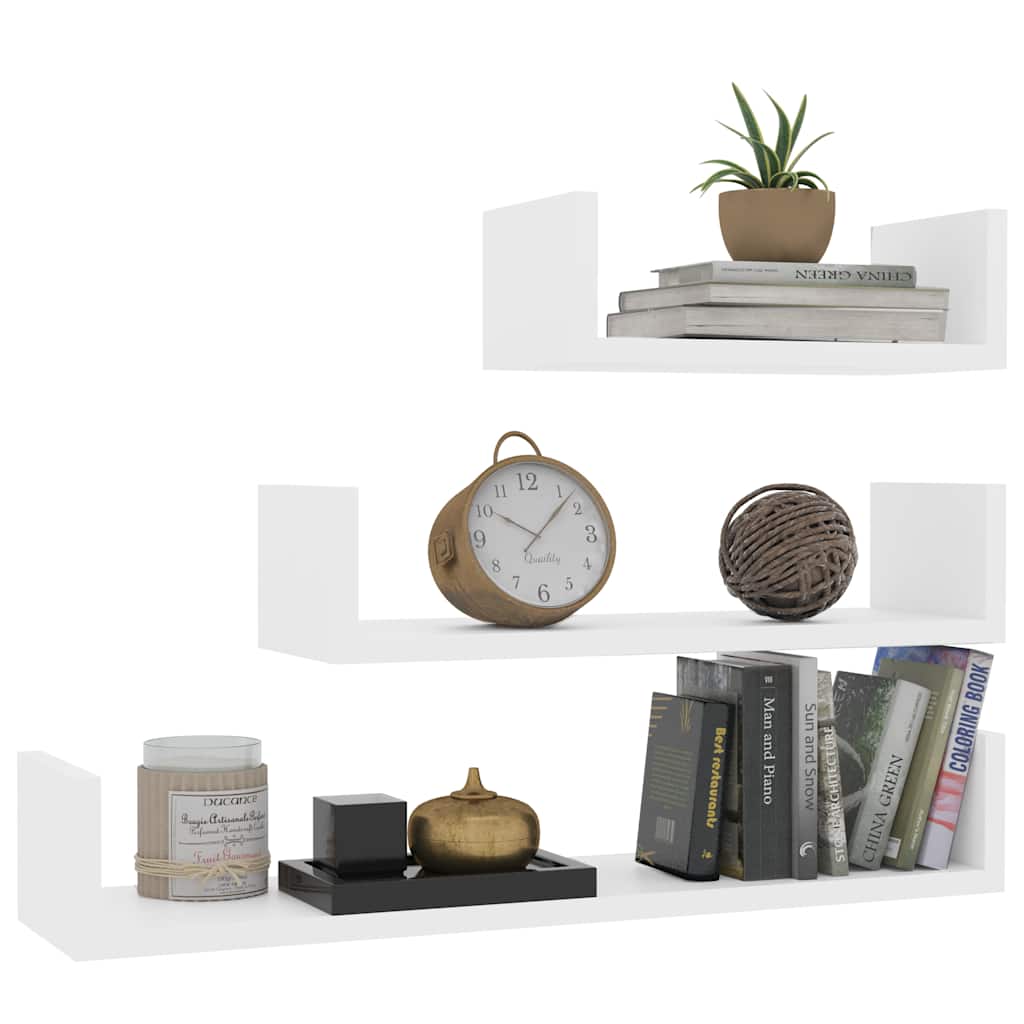 Vidaxl wandschappen 3 st bewerkt hout wit