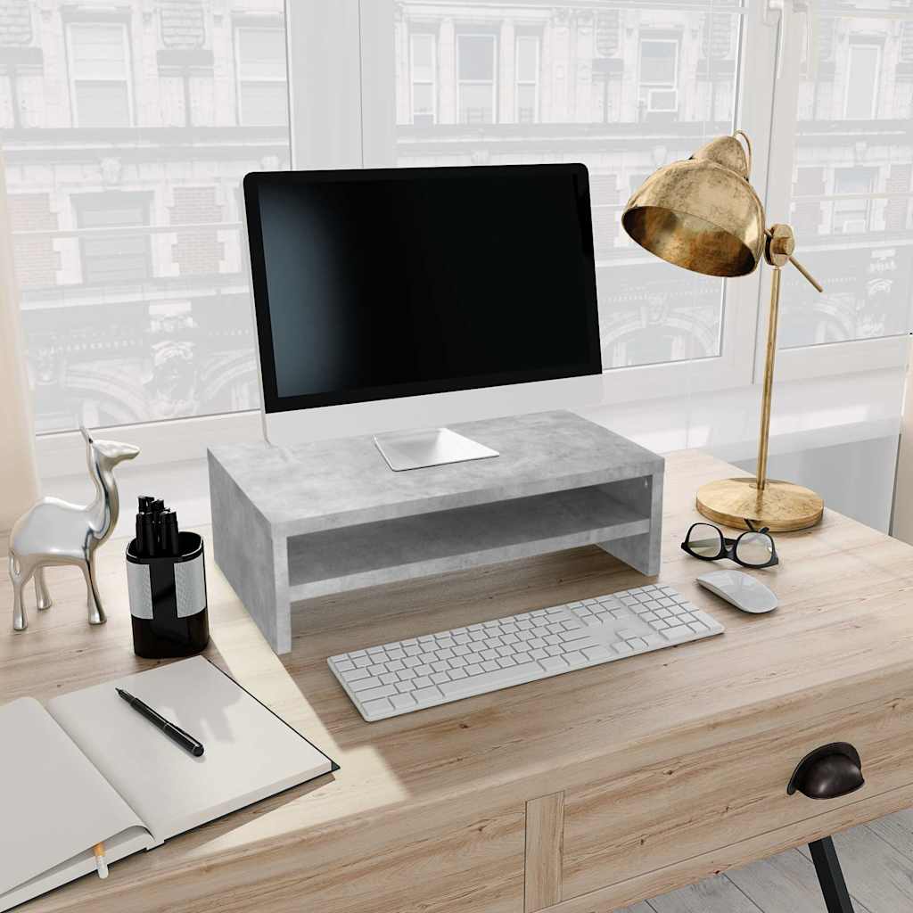Vidaxl monitorstandaard 42x24x13 cm bewerkt hout betongrijs