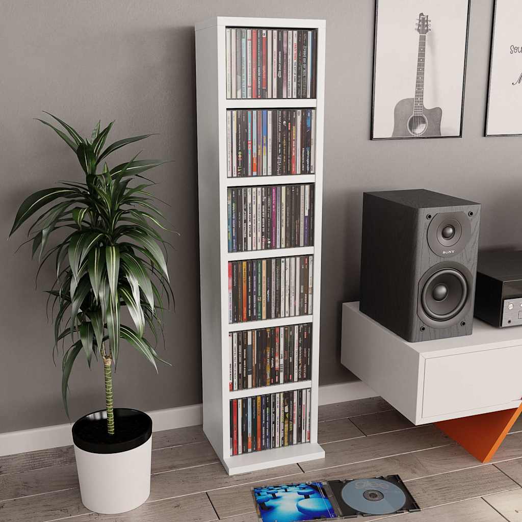 Vidaxl cd-kast 21x20x88 cm bewerkt hout wit
