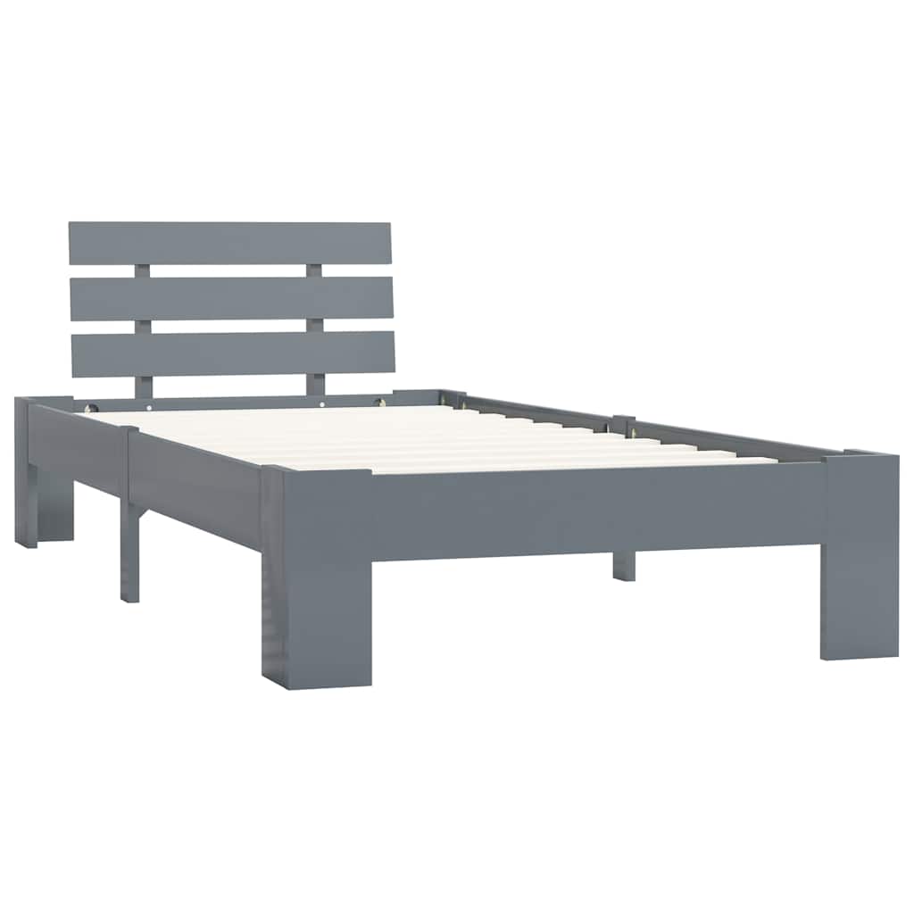 Vidaxl bedframe massief grenenhout grijs 90x200 cm