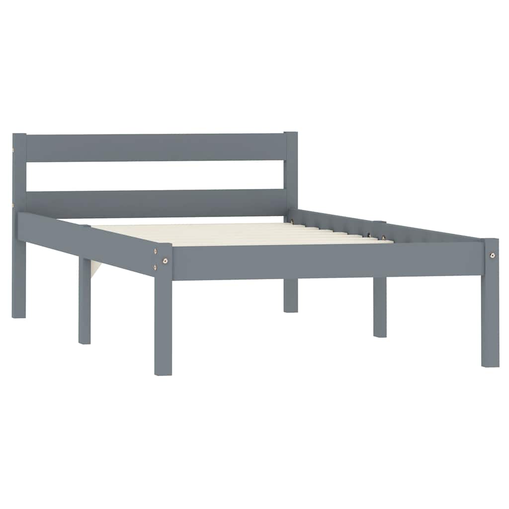 Vidaxl bedframe massief grenenhout grijs 90x200 cm