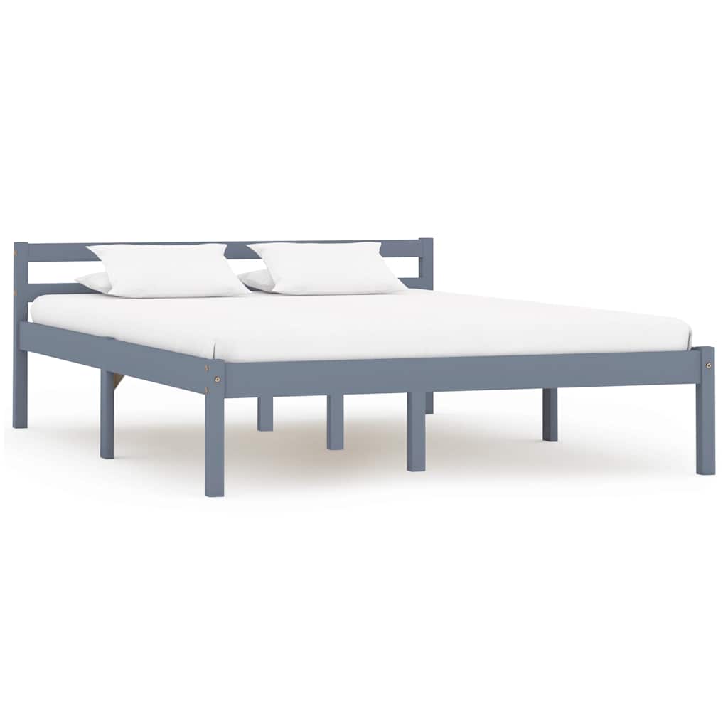 Vidaxl bedframe massief grenenhout grijs 140x200 cm