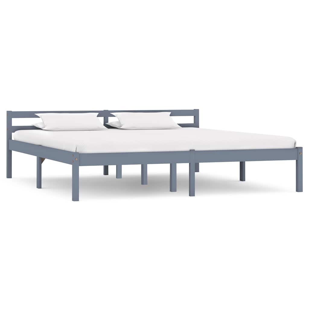 Vidaxl bedframe massief grenenhout grijs 160x200 cm