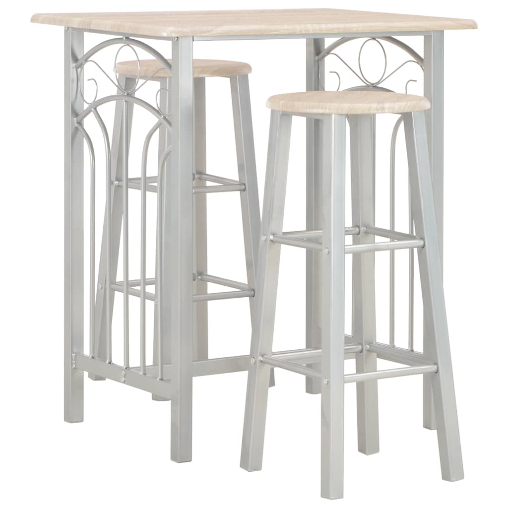 Vidaxl 3-delige barset hout en staal