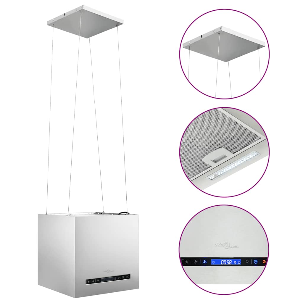 Vidaxl -Extraktorhaube mit Touchsensor LCD 37 cm Edelstahl hängen