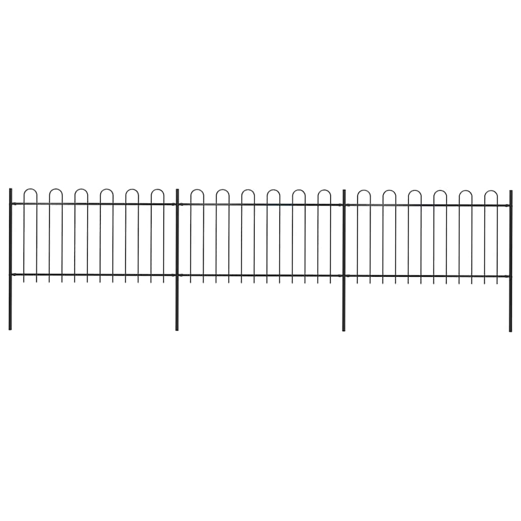 Vidaxl Gartenzaun mit runden Top 5,1x1 m Stahlschwarz