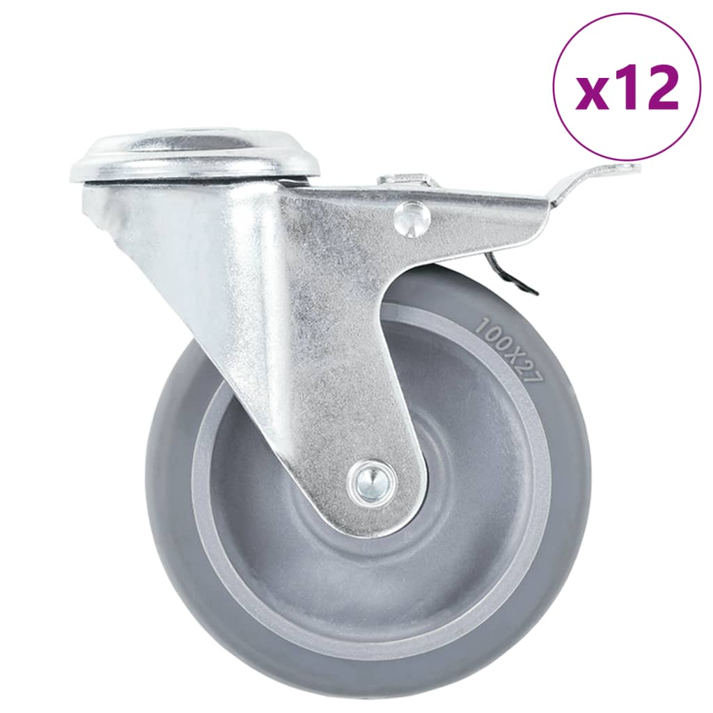 VidaXL 12 Stück Lenkrollen mit Bolzenlöchern 100 mm