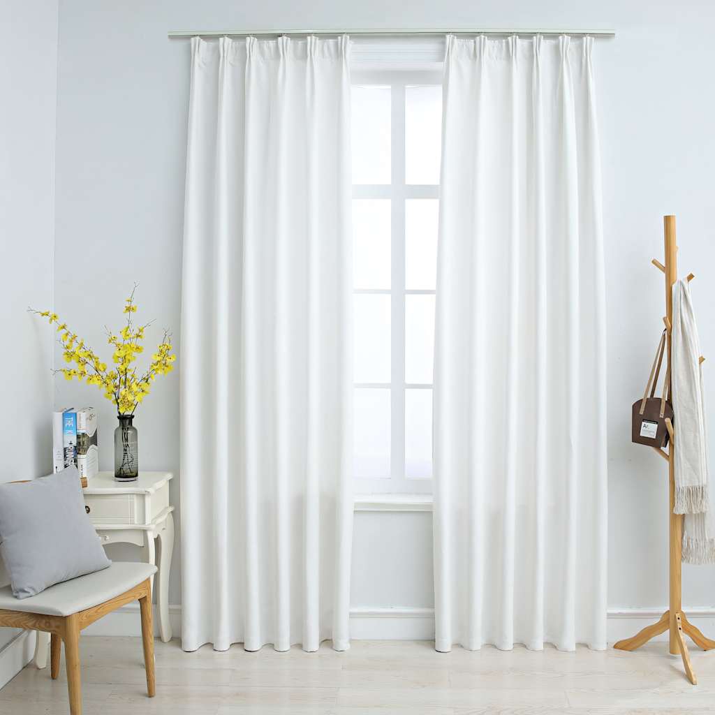 Vidaxl Vorhänge Blackout mit Haken 2 PCs 140x245 cm gebrochenes Weiß