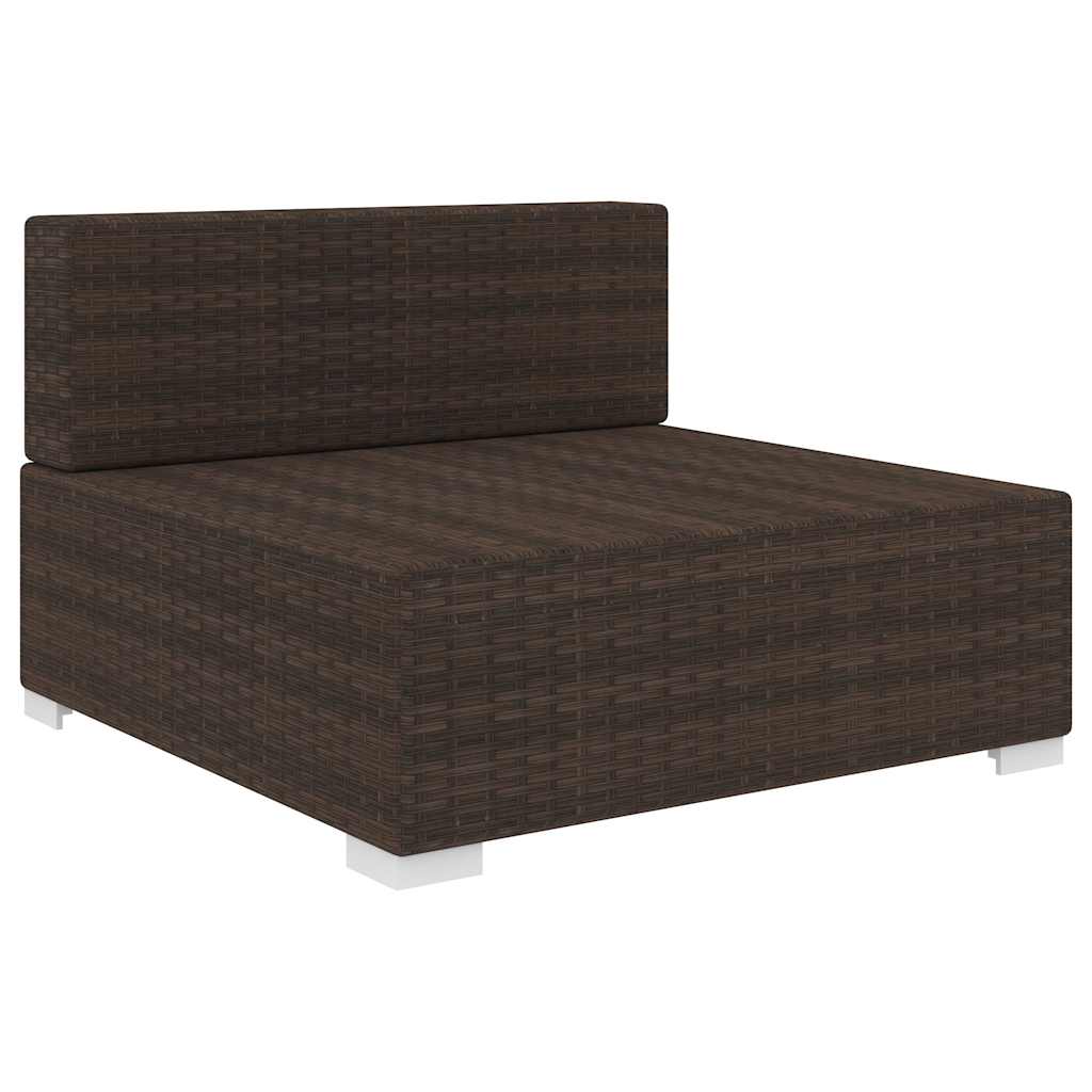 Vidaxl middenbank 1 st met kussens poly rattan bruin