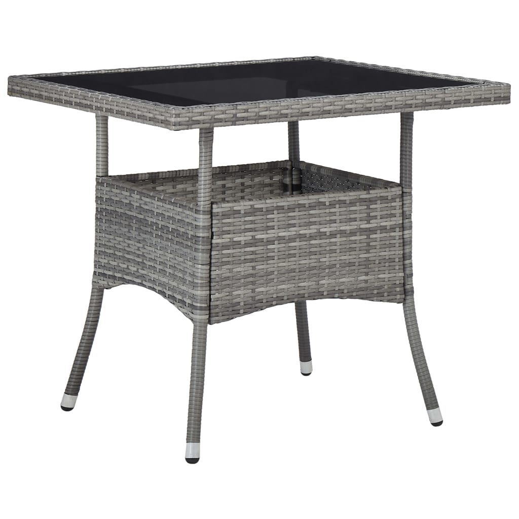 Vidaxl tuintafel poly rattan en glas grijs