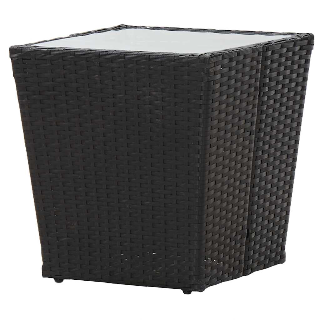 Vidaxl theetafel 41,5x41,5x43 cm poly rattan en gehard glas zwart