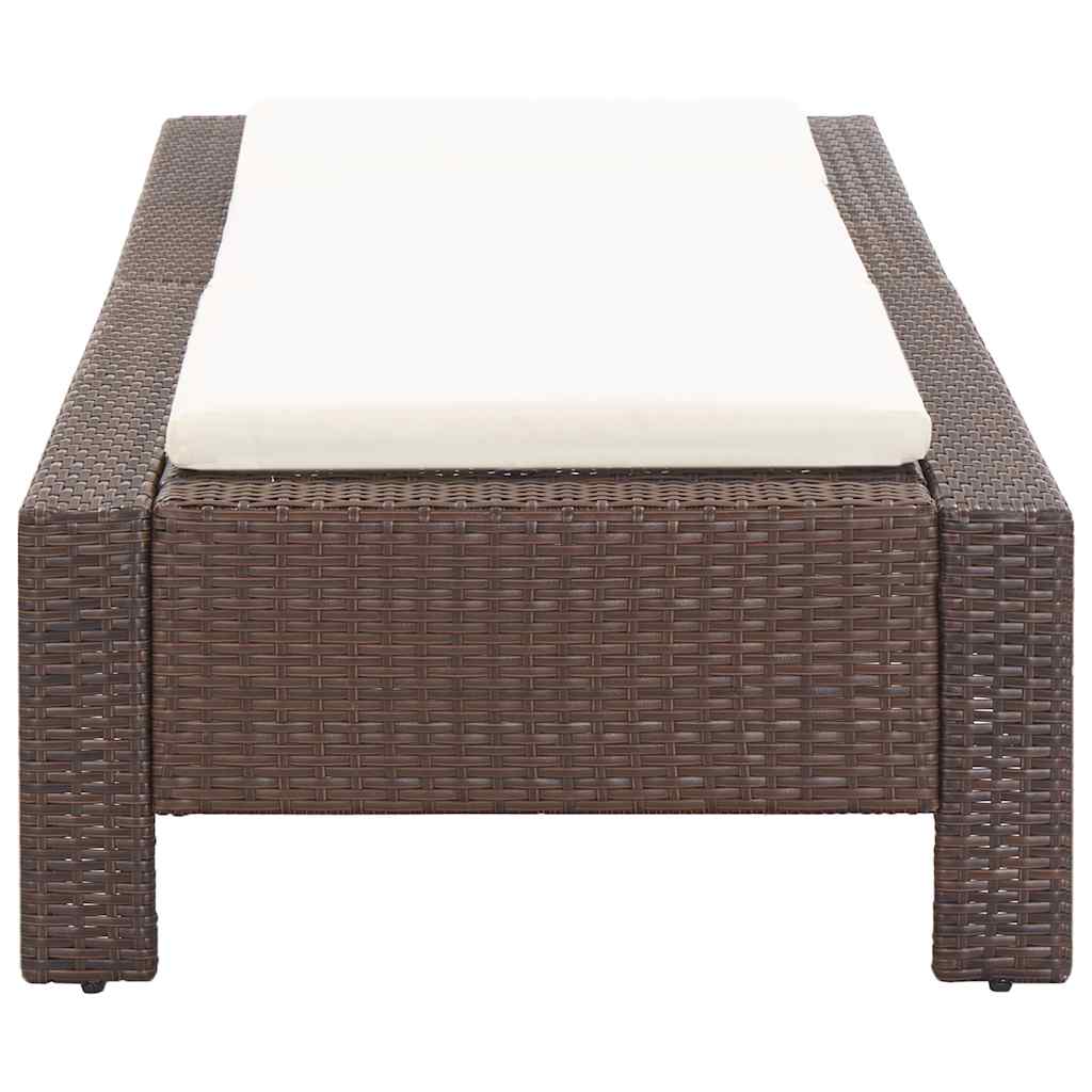 Vidaxl ligbed met kussen poly rattan bruin