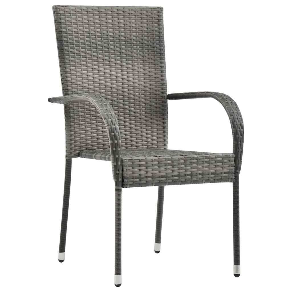 Vidaxl tuinstoelen stapelbaar 2 st poly rattan grijs