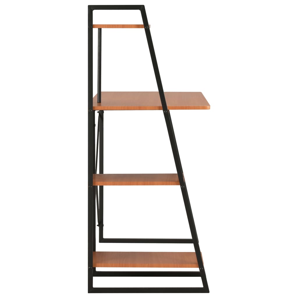 Vidaxl bureau met schappen 102x50x117 cm zwart en bruin