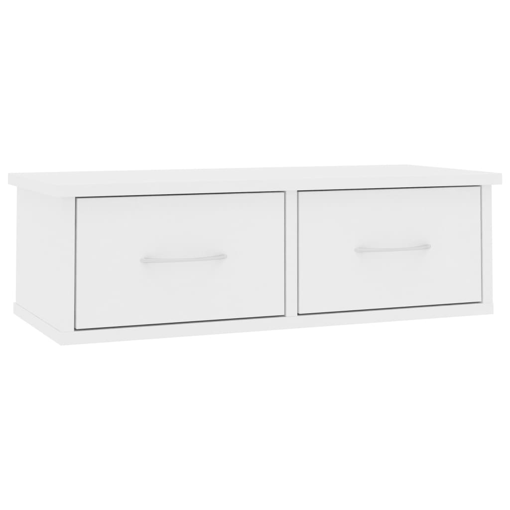 Vidaxl wandschap met lades 60x26x18,5 cm bewerkt hout wit