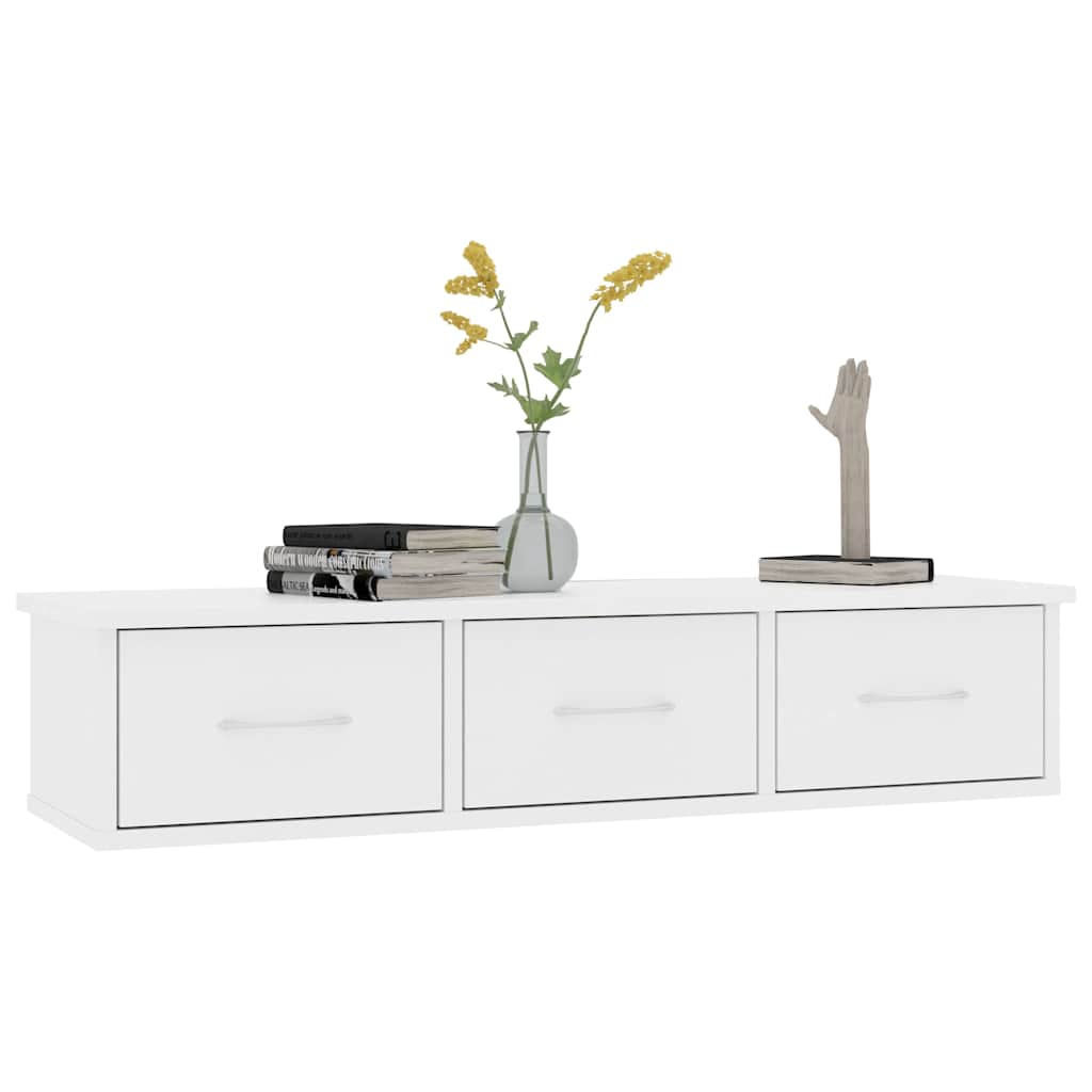 Vidaxl wandschap met lades 88x26x18,5 cm bewerkt hout wit
