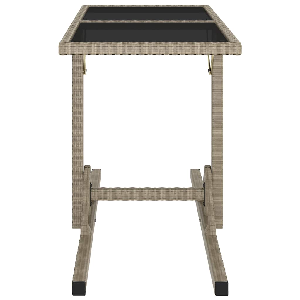 Vidaxl tuintafel 110x53x72 cm glas en poly rattan beige