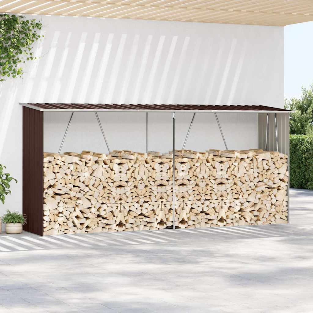 Vidaxl Brennholz Shed 330x84x152 cm verzinkter Stahlbraun