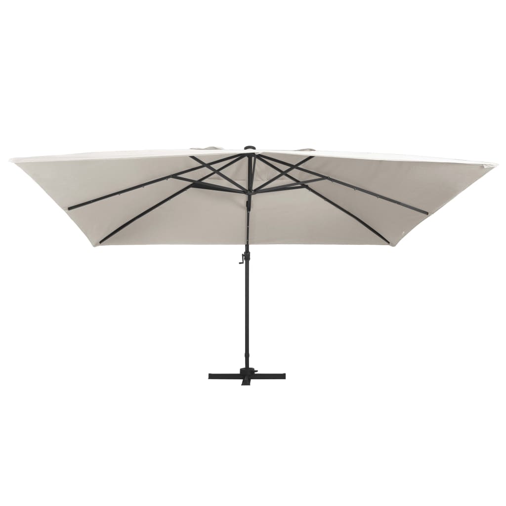 Vidaxx schwimmender Sonnenschirm mit LED und Aluminiumstange 400x300 cm sandfarben