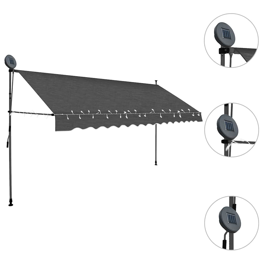 Vidaxx Markise manuell ausziehbar mit LED 400 cm Anthrazit