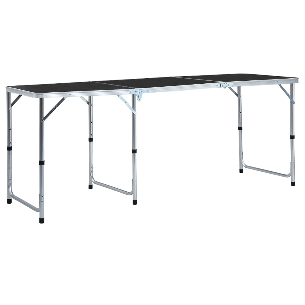 VIDAXL Camping Tabelle zusammenklappbar 180 x 60 cm Aluminiumgrau