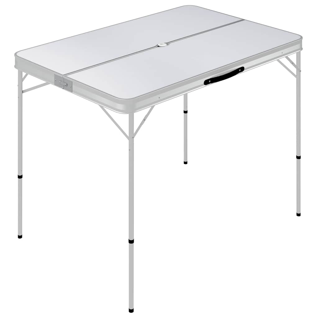 Vidaxl Camping -Tisch faltbar mit 2 Bänken Aluminiumweiß