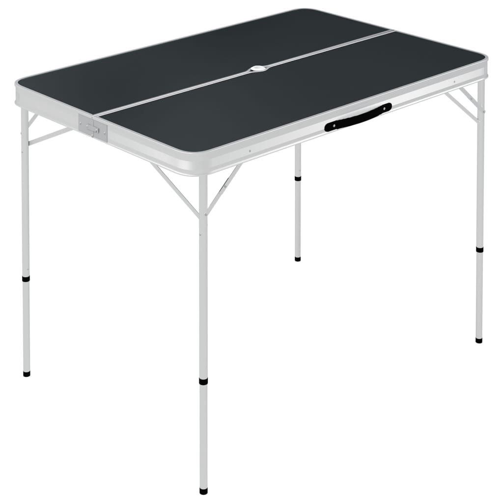 Vidaxl Camping Table zusammenklappbar mit 2 Bänken Aluminiumgrau
