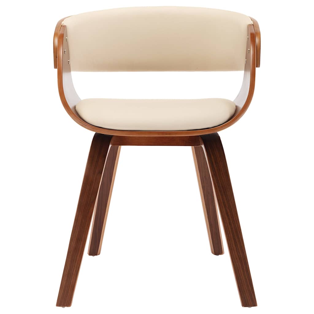 Vidaxl eetkamerstoelen 2 st gebogen hout en kunstleer crèmekleurig