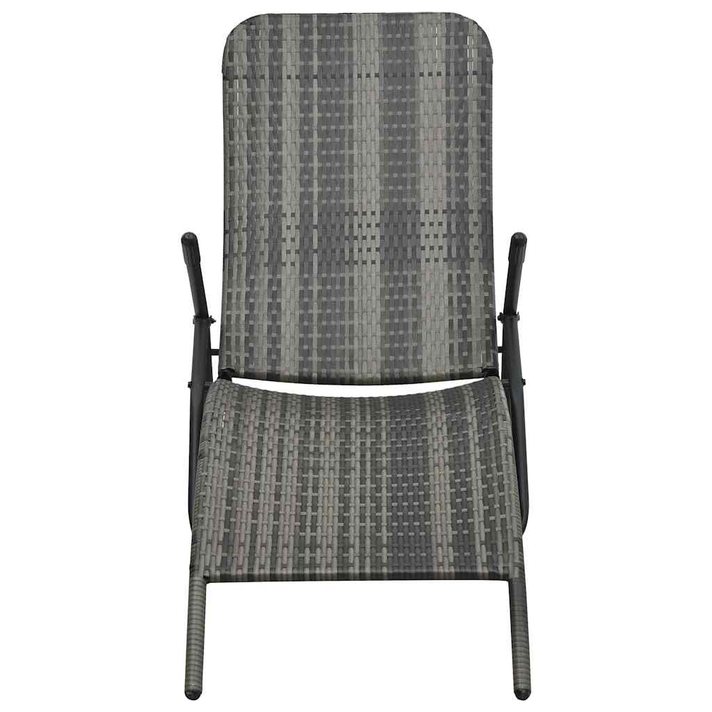 Vidaxl ligbed inklapbaar poly rattan grijs