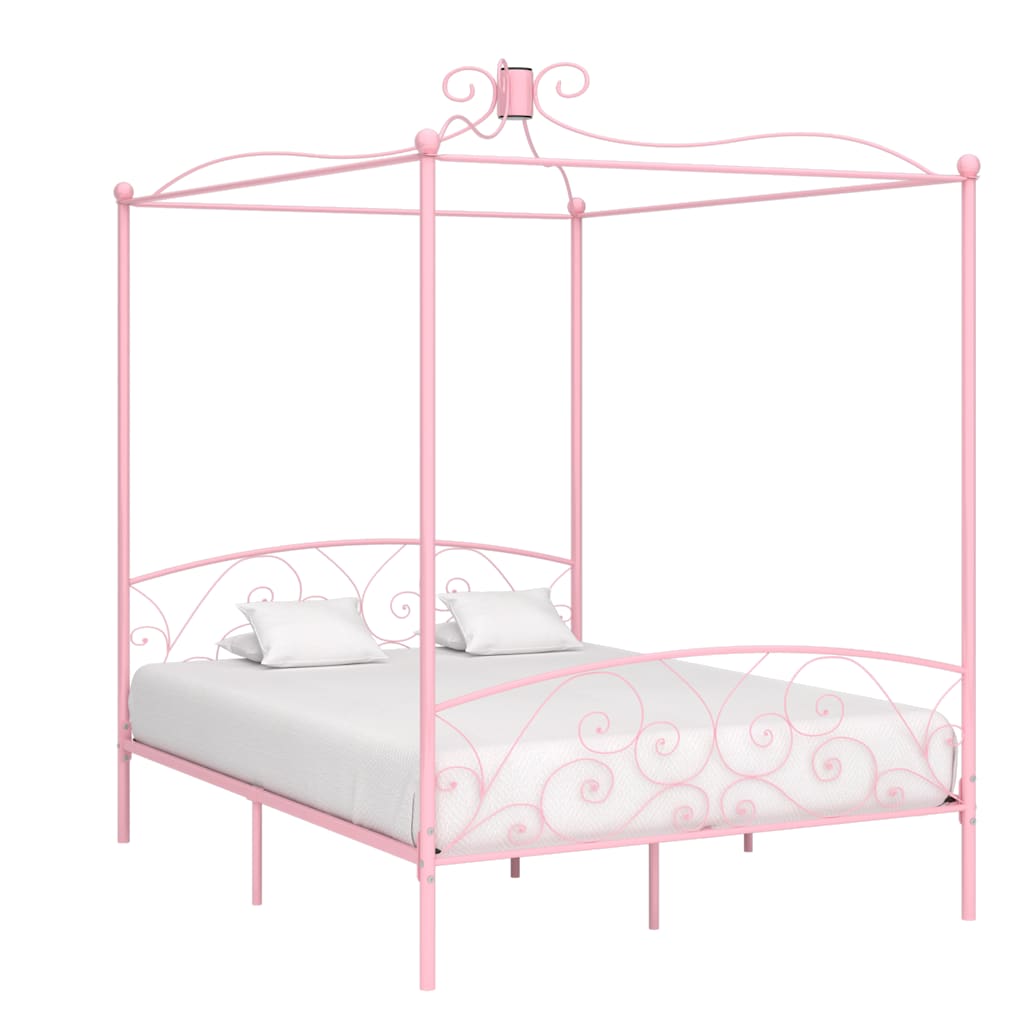 Vidaxl hemelbedframe metaal roze 160x200 cm