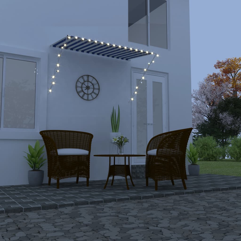 VidaXL Ausziehbare Markise mit LED 250x150 cm blau und weiß