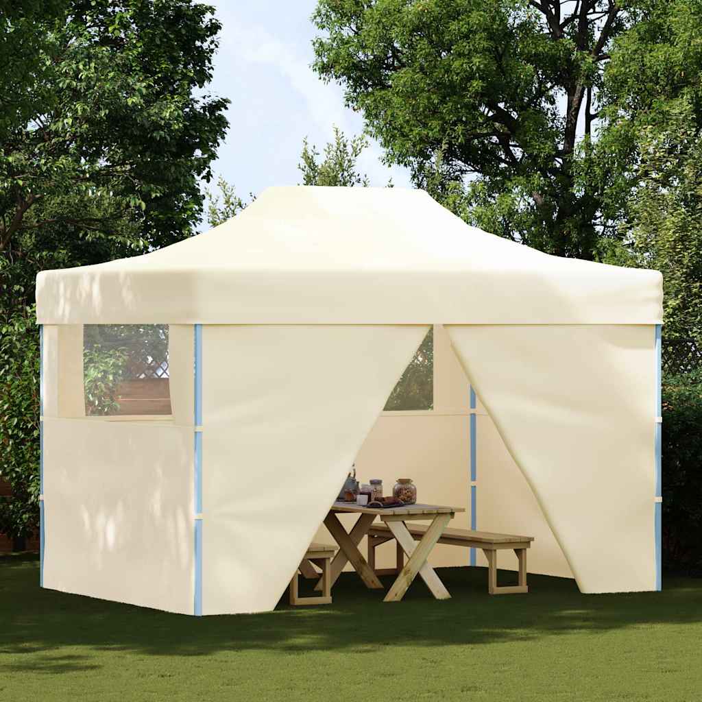 Vidaxl -Partyzelt mit 4 Seitenwänden faltbare 3x4 m Stahlcreme