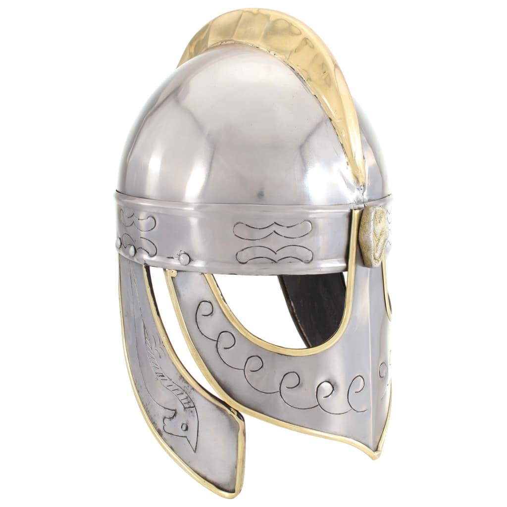 VidaXL Beowulf Helm Replik Larp Stahl silberfarben