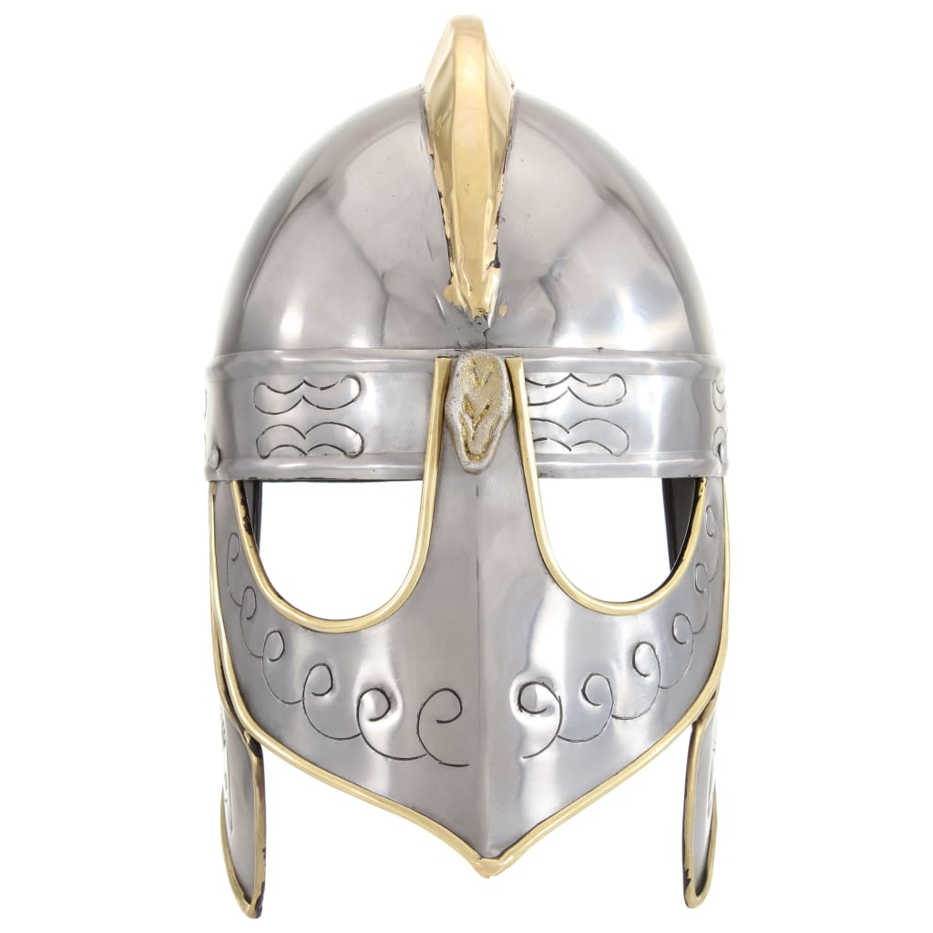 VidaXL Beowulf Helm Replik Larp Stahl silberfarben