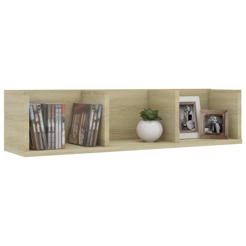Vidaxl cd-wandschap 75x18x18 cm bewerkt hout sonoma eikenkleurig