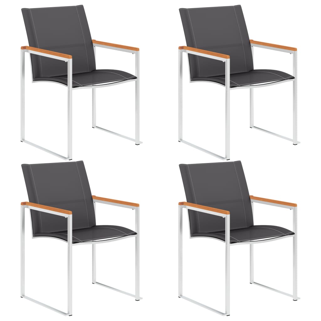 Vidaxl tuinstoelen 4 st textileen en roestvrij staal grijs