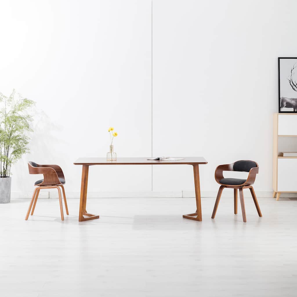 Vidaxl eetkamerstoelen 2 st stof en gebogen hout donkergrijs