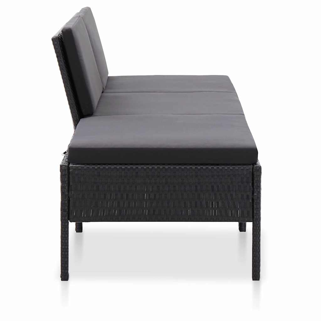 Vidaxl 3-delige loungeset met kussens poly rattan zwart