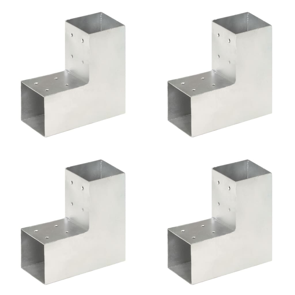 Vidaxl Pfostenverbindungen 4 Stück L-Form 81x81 mm verzinktes Metall