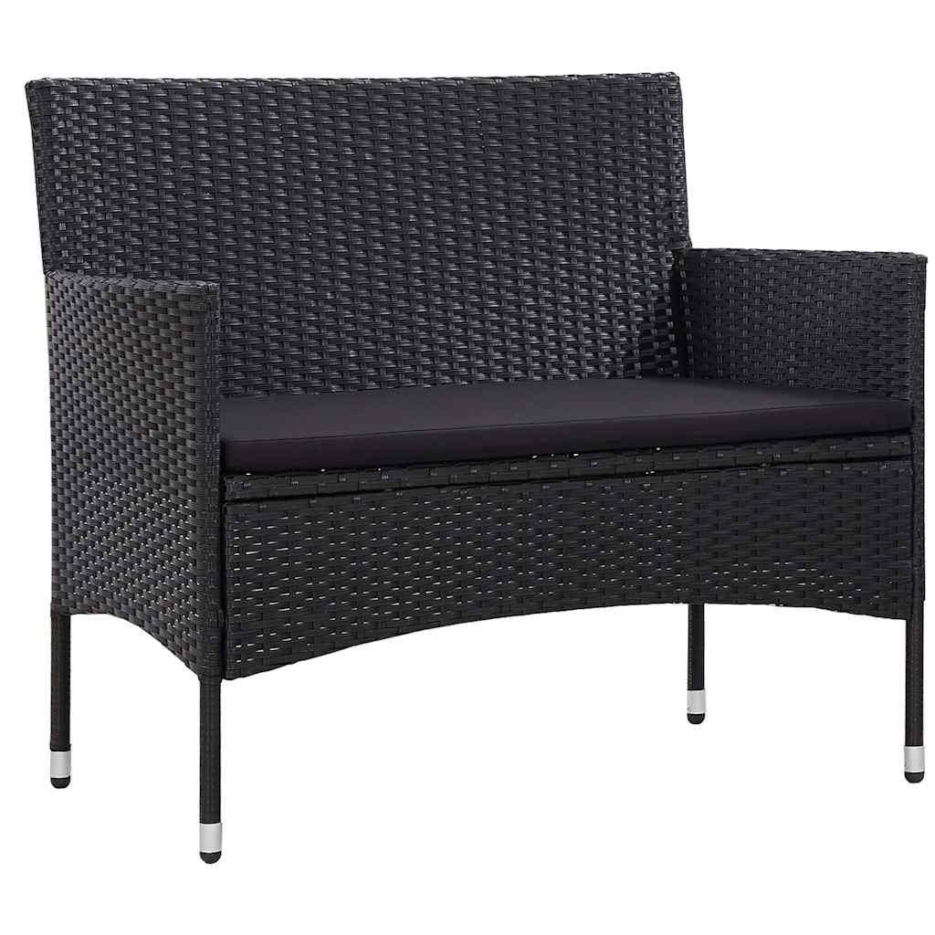 Vidaxl 4-delige loungeset met kussens poly rattan zwart