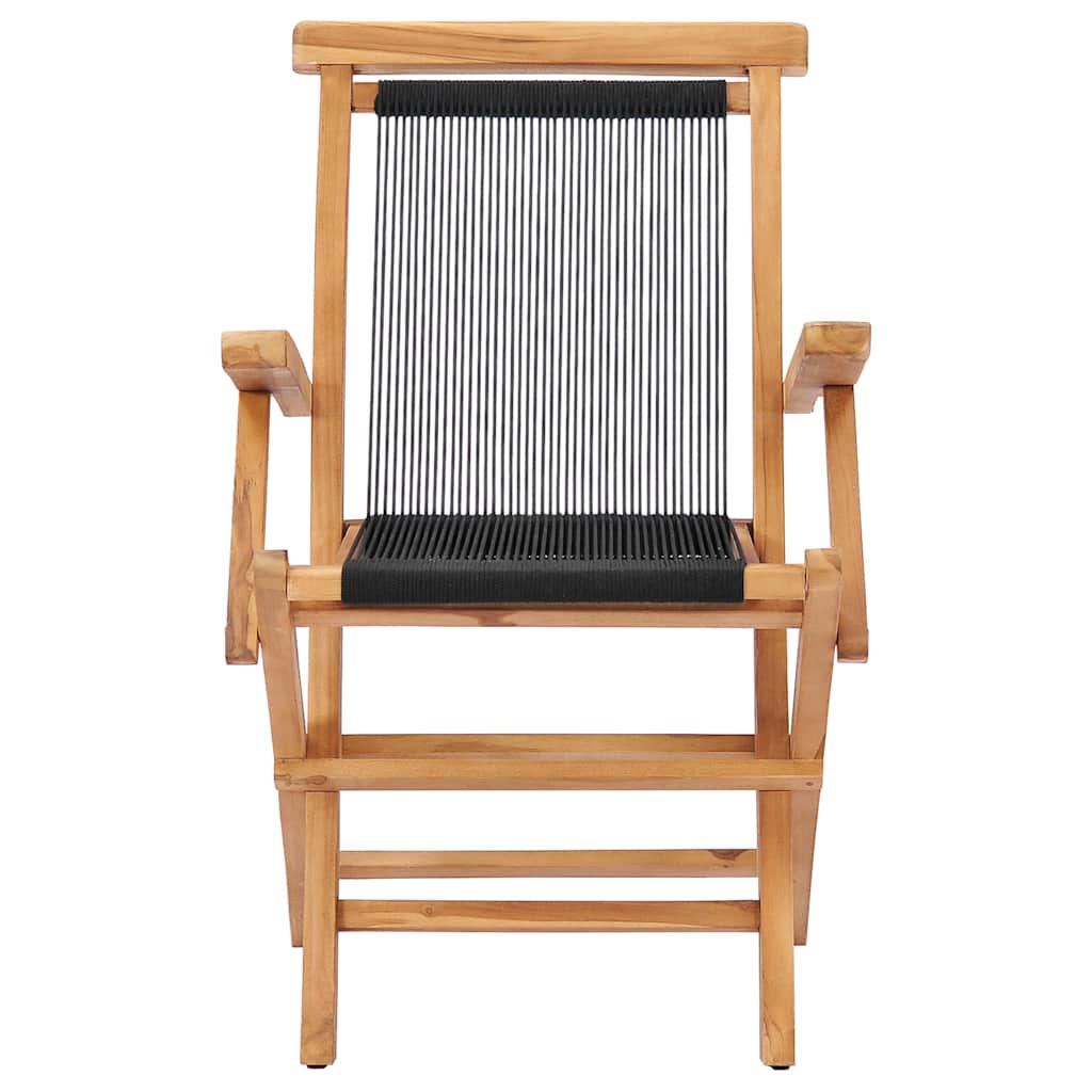 Vidaxl tuinstoelen inklapbaar 2 st massief teakhout en touw