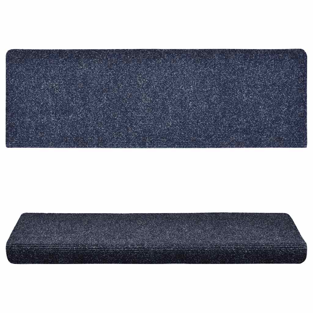 Vidaxl Treppenmatten Selbstadhäsiv 15 Teile 65x21x4 cm blaue rechteckige Kante